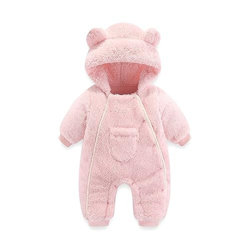 AiWMGL Newborn Baby Bear Onesie Outfit Suit Girls Boys Fleece Jumpsuit Romper Hooded Coat Winter Clothes Outwear Snowsuit - 1