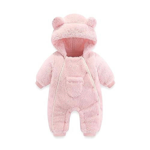 AiWMGL Newborn Baby Bear Onesie Outfit Suit Girls Boys Fleece Jumpsuit Romper Hooded Coat Winter Clothes Outwear Snowsuit - 1