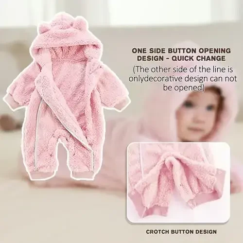 AiWMGL Newborn Baby Bear Onesie Outfit Suit Girls Boys Fleece Jumpsuit Romper Hooded Coat Winter Clothes Outwear Snowsuit - AiWMGL (1)