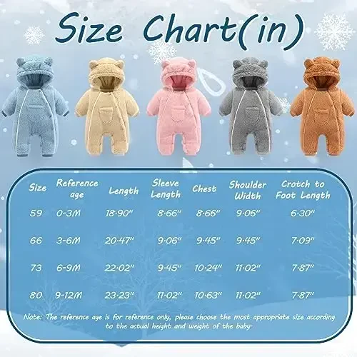 AiWMGL Newborn Baby Bear Outfit Suit Girls Boys Fleece Jumpsuit Romper Hooded Coat Winter Clothes Outwear Snowsuit - 6