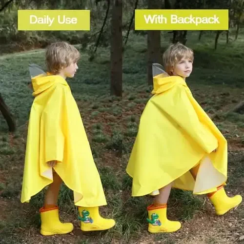 AIWUHE Kids Rain Poncho Cartoon Raincoat Jacket Cute Rain Coat Toddler Boys Girls Rain Cape Light Waterproof Hoodie Outwear - 5