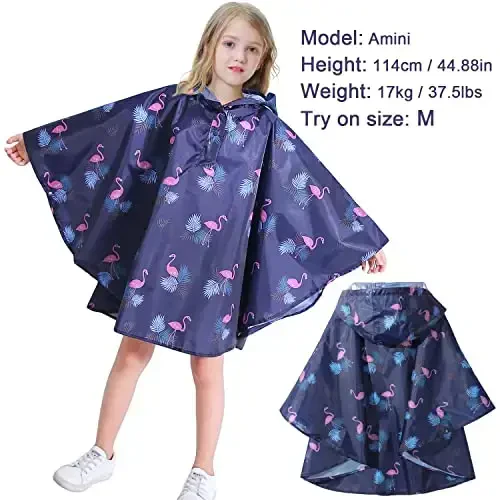 AIWUHE Kids Rain Poncho Cartoon Raincoat Jacket Cute Rain Coat Toddler Boys Girls Rain Cape Light Waterproof Hoodie Outwear - AIWUHE (1)