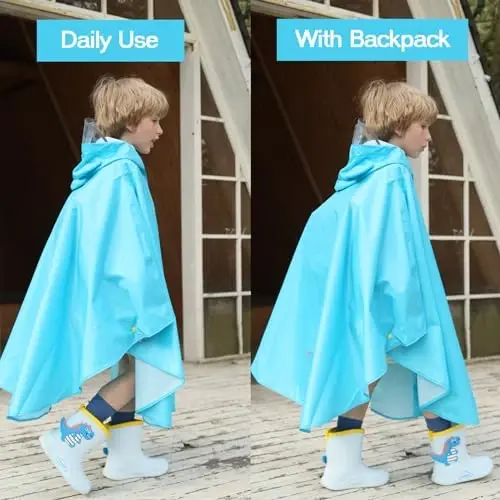 AIWUHE Kids Rain Poncho Cartoon Raincoat Jacket Cute Rain Coat Toddler Boys Girls Rain Cape Light Waterproof Hoodie Outwear - 5