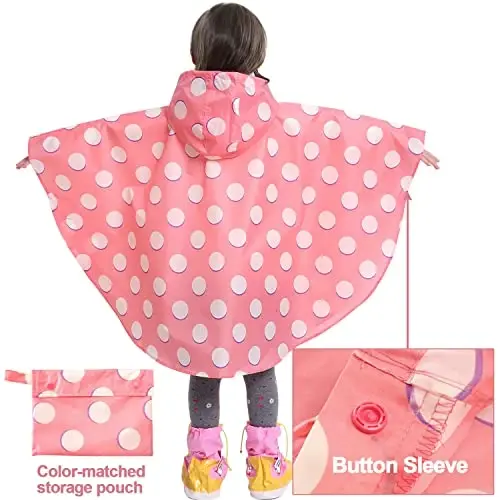 AIWUHE Kids Rain Poncho Cartoon Raincoat Jacket Cute Rain Coat Toddler Boys Girls Rain Cape Light Waterproof Hoodie Outwear - 4