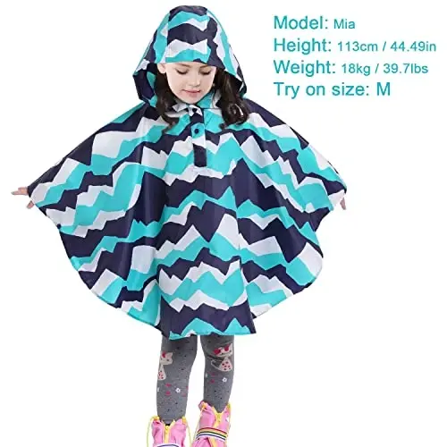AIWUHE Kids Rain Poncho Cartoon Raincoat Jacket Cute Rain Coat Toddler Boys Girls Rain Cape Light Waterproof Hoodie Outwear - 2
