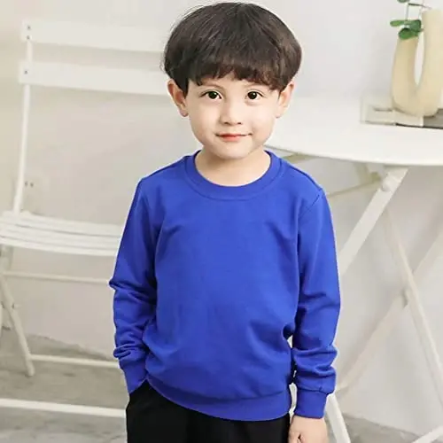 AIWUHE Kichkina Bolalar O‘g‘il Qizlar Bir Xil Rangli Pullover Sviter Uzun Yengli T-Shirt Bolalar Paxta Yumaloq Yoqa Yupqa Ustki Kiyim 1-8 Yosh Bluzka - 5