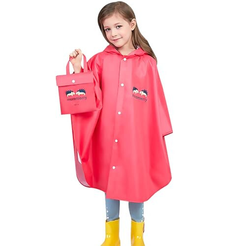 AIWUHE Kids Rain Poncho Cartoon Raincoat Jacket Cute Rain Coat Toddler Boys Girls Rain Cape Light Waterproof Hoodie Outwear - 1