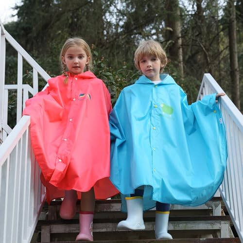 AIWUHE Kids Rain Poncho Cartoon Raincoat Jacket Cute Rain Coat Toddler Boys Girls Rain Cape Light Waterproof Hoodie Outwear - 2