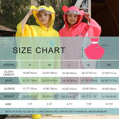 AIWUHE Kids Rain Poncho Cartoon Raincoat Jacket Cute Rain Coat Toddler Boys Girls Rain Cape Light Waterproof Hoodie Outwear - 6