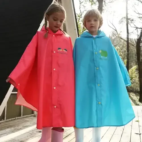 AIWUHE Kids Rain Poncho Cartoon Raincoat Jacket Cute Rain Coat Toddler Boys Girls Rain Cape Light Waterproof Hoodie Outwear - 2