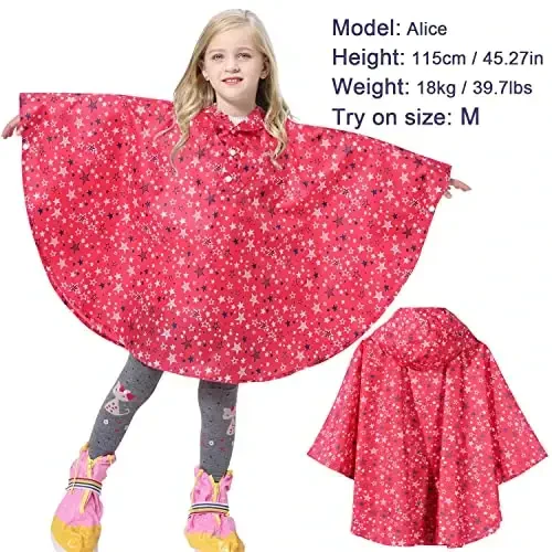 AIWUHE Kids Rain Poncho Cartoon Raincoat Jacket Cute Rain Coat Toddler Boys Girls Rain Cape Light Waterproof Hoodie Outwear - 2