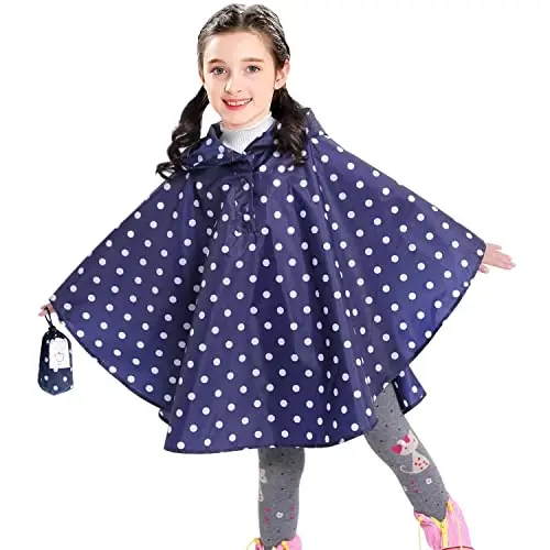 AIWUHE Kids Rain Poncho Cartoon Raincoat Jacket Cute Rain Coat Toddler Boys Girls Rain Cape Light Waterproof Hoodie Outwear - 1