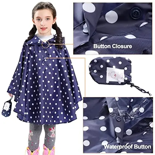 AIWUHE Kids Rain Poncho Cartoon Raincoat Jacket Cute Rain Coat Toddler Boys Girls Rain Cape Light Waterproof Hoodie Outwear - 3