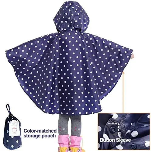 AIWUHE Kids Rain Poncho Cartoon Raincoat Jacket Cute Rain Coat Toddler Boys Girls Rain Cape Light Waterproof Hoodie Outwear - 4