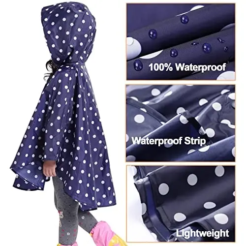 AIWUHE Kids Rain Poncho Cartoon Raincoat Jacket Cute Rain Coat Toddler Boys Girls Rain Cape Light Waterproof Hoodie Outwear - 5