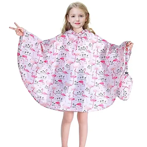 AIWUHE Kids Rain Poncho Cartoon Raincoat Jacket Cute Rain Coat Toddler Boys Girls Rain Cape Light Waterproof Hoodie Outwear - 1