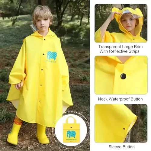 AIWUHE Kids Rain Poncho Multfilm плаш болалар ёмғир пальтоси милый ёмғир пальтоси кичкинтой ўғил болалар қизлар ёмғир плаши енгил сув ўтказмайдиган капюшон устки кийим - 3