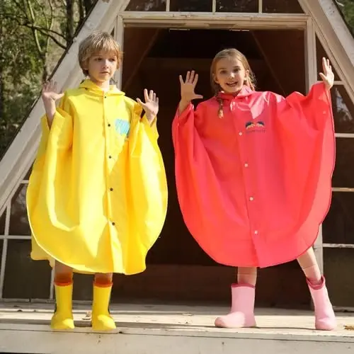 AIWUHE Kids Rain Poncho Multfilm плаш болалар ёмғир пальтоси милый ёмғир пальтоси кичкинтой ўғил болалар қизлар ёмғир плаши енгил сув ўтказмайдиган капюшон устки кийим - 2