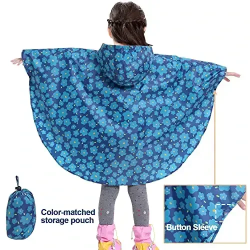 AIWUHE Kids Rain Poncho Multfilm yomg'ir paltosi Kurtka Yoqimli yomg'ir плаши Toddler Boys Girls Rain Cape Yengil suv o'tkazmaydigan Худи кийим - 3