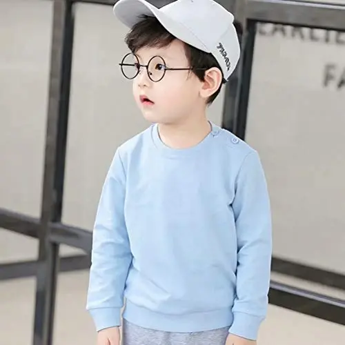 AIWUHE Toddler Boys Girls Solid Pullovers Sweatshirt Long Sleeve T-Shirt Kids Cotton Crewneck Thin Tops 1-8 Years Blouse - 2