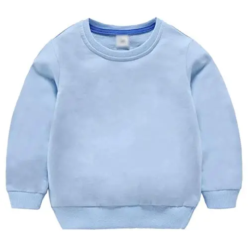 AIWUHE Toddler Boys Girls Solid Pullovers Sweatshirt Long Sleeve T-Shirt Kids Cotton Crewneck Thin Tops 1-8 Years Blouse - 1