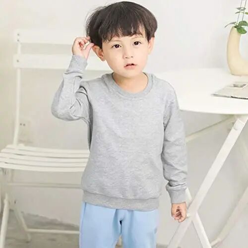 AIWUHE Toddler Boys Girls Solid Pullovers Sweatshirt Long Sleeve T-Shirt Kids Cotton Crewneck Thin Tops 1-8 Years Blouse - AIWUHE (1)