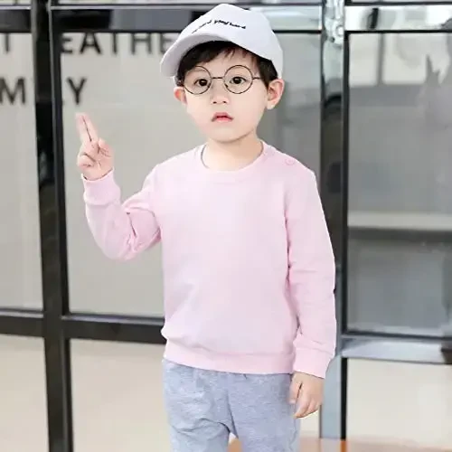 AIWUHE Toddler Boys Girls Solid Pullovers Sweatshirt Long Sleeve T-Shirt Kids Cotton Crewneck Thin Tops 1-8 Years Blouse - Modazone (1)