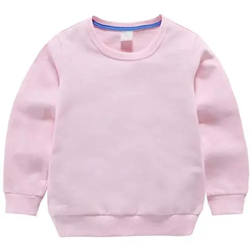 AIWUHE Toddler Boys Girls Solid Pullovers Sweatshirt Long Sleeve T-Shirt Kids Cotton Crewneck Thin Tops 1-8 Years Blouse 