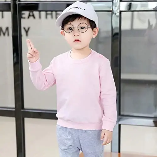 AIWUHE Toddler Boys Girls Solid Pullovers Sweatshirt Long Sleeve T-Shirt Kids Cotton Crewneck Thin Tops 1-8 Years Blouse - 2