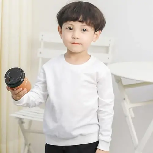 AIWUHE Toddler Boys Girls Solid Pullovers Sweatshirt Long Sleeve T-Shirt Kids Cotton Crewneck Thin Tops 1-8 Years Blouse - 3