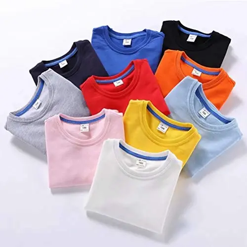 AIWUHE Toddler Boys Girls Solid Pullovers Sweatshirt Long Sleeve T-Shirt Kids Cotton Crewneck Thin Tops 1-8 Years Blouse - 3