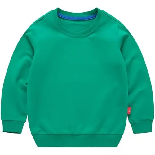 AIWUHE Toddler Boys Girls Solid Pullovers Sweatshirt Long Sleeve T-Shirt Kids Cotton Crewneck Thin Tops 1-8 Years Blouse - 1