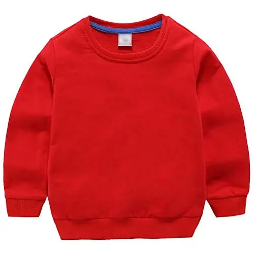 AIWUHE Toddler Boys Girls Solid Pullovers Sweatshirt Long Sleeve T-Shirt Kids Cotton Crewneck Thin Tops 1-8 Years Blouse - 1