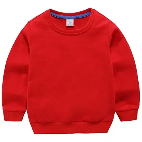 AIWUHE Toddler Boys Girls Solid Pullovers Sweatshirt Long Sleeve T-Shirt Kids Cotton Crewneck Thin Tops 1-8 Years Blouse - 1