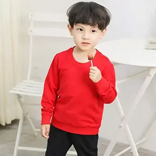 AIWUHE Toddler Boys Girls Solid Pullovers Sweatshirt Long Sleeve T-Shirt Kids Cotton Crewneck Thin Tops 1-8 Years Blouse - 3