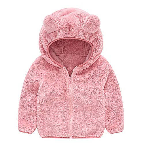 AIWUHE Toddler Boys Girls Hooded Jacket Fleece Hoodie Baby Winter Warm Solid Color Coat Zip-up Bear Ear Sweater Fall Clothes - 1