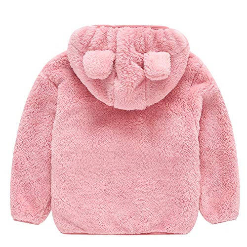 AIWUHE Toddler Boys Girls Hooded Jacket Fleece Hoodie Baby Winter Warm Solid Color Coat Zip-up Bear Ear Sweater Fall Clothes - 2