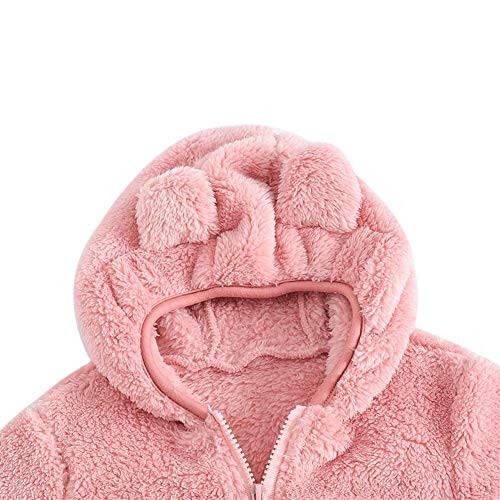 AIWUHE Toddler Boys Girls Hooded Jacket Fleece Hoodie Baby Winter Warm Solid Color Coat Zip-up Bear Ear Sweater Fall Clothes - 3