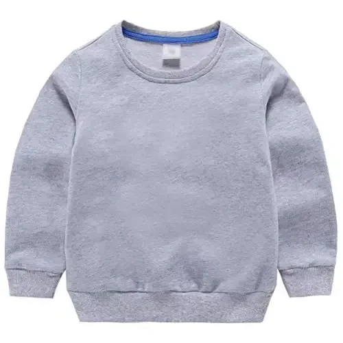 AIWUHE Toddler Boys Girls Solid Pullovers Sweatshirt Long Sleeve T-Shirt Kids Cotton Crewneck Thin Tops 1-8 Years Blouse - Modazone