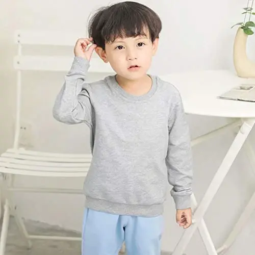 AIWUHE Toddler Boys Girls Solid Pullovers Sweatshirt Long Sleeve T-Shirt Kids Cotton Crewneck Thin Tops 1-8 Years Blouse - 2