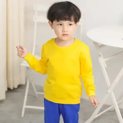 AIWUHE Toddler Boys Girls Solid Pullovers Sweatshirt Long Sleeve T-Shirt Kids Cotton Crewneck Thin Tops 1-8 Years Blouse - 3