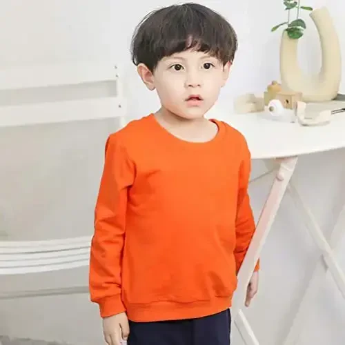 AIWUHE Toddler Boys Girls Solid Pullovers Sweatshirt Long Sleeve T-Shirt Kids Cotton Crewneck Thin Tops 1-8 Years Blouse - MODAZONE (1)