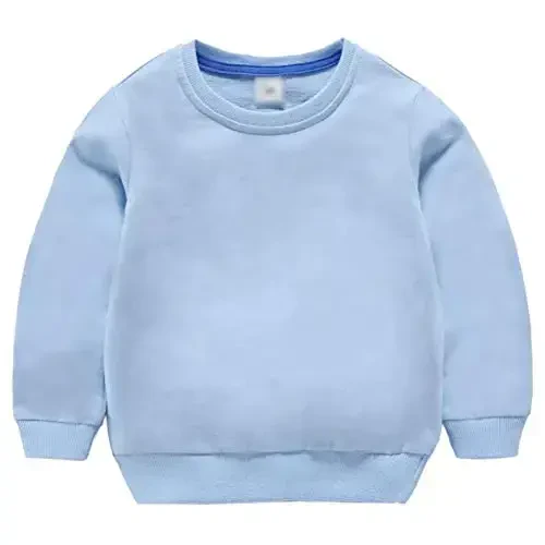 AIWUHE Toddler o'g'il bolalar qizlar uchun Solid Pullovers Sviter uzun yengli futbolka Kids Cotton Crewneck yupqa toplar 1-8 yosh Bluzka - 1