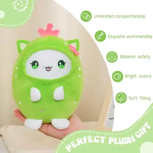 AIXINI Cute Cactus Cat Plush Pillow 8