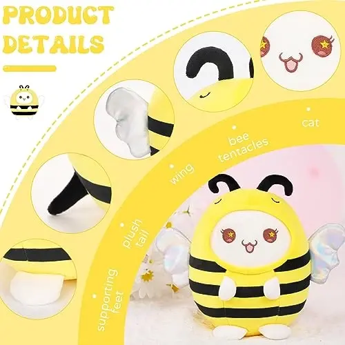 AIXINI Cute Cat Bee Plush Pillow 8