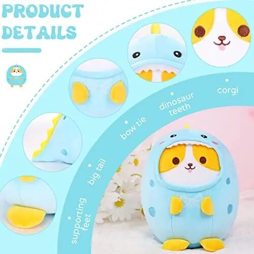 AIXINI Cute Corgi Dinosaur Plush Pillow 8