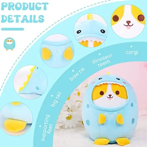 AIXINI Cute Corgi Dinosaur Plush Pillow 8