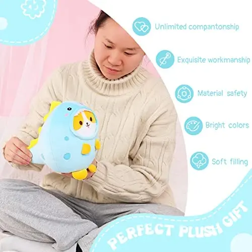 AIXINI Cute Corgi Dinosaur Plush Pillow 8