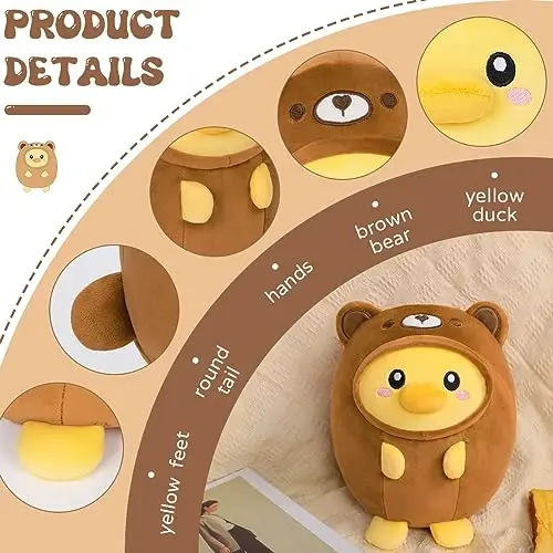 AIXINI Cute Duck Bear Plush Pillow 8