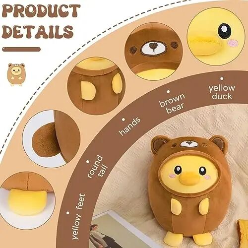 AIXINI Cute Duck Bear Plush Pillow 8